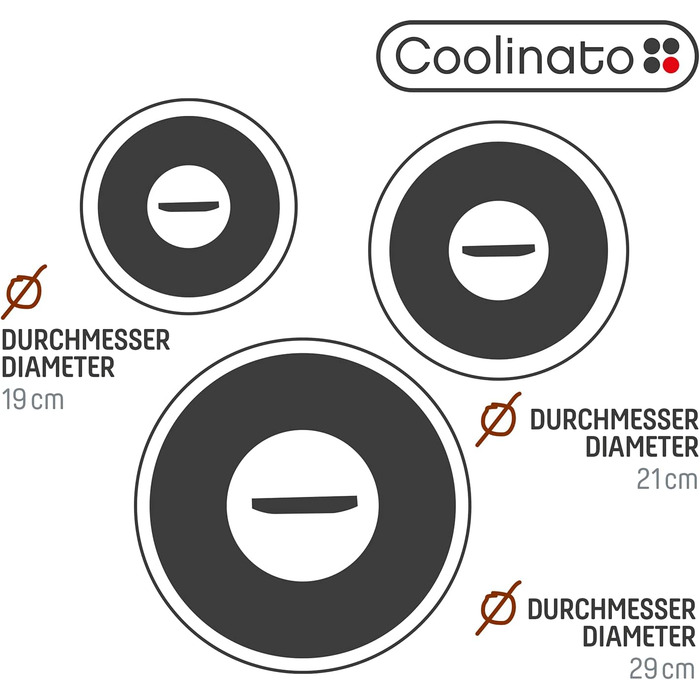 Набор силиконовых крышек  19 см, 21 см, 29 см, 3 предмета Coolinato