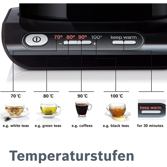 Электрический чайник Bosch / 2400 Вт / 1,5 л / выбор температуры / черный