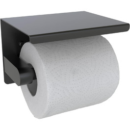 Держатель для туалетной бумаги с полочкой 14 см, черный CIOBOAN
