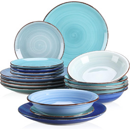 Набор посуды из керамогранита в синем оттенке 18 предметов Bonita Vancasso