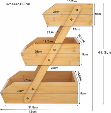 Бамбуковая этажерка для фруктов 30,5 х 40,5 х 41 см, 3 уровня G.a HOMEFAVOR