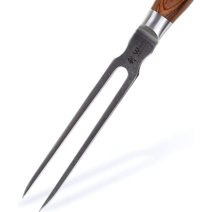 Профессиональная вилка для мяса из дамасской стали с ручкой из дерева пакка 18 см Edib Pro Carving Fork Blade Wakoli