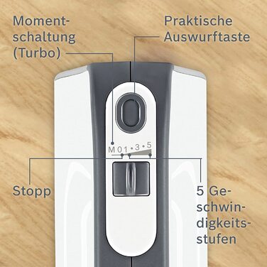 Ручной миксер Bosch MFQ4835DE / 575 Вт / 2 венчика и 2 крюка для теста / 5 скоростей