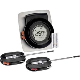 Беспроводной термометр TFA Dostmann 14.1513 для барбекю, беспроводной, с приложением, для коптильни или гриля, с прокалвающими датчиками, термометром для мяса, контролем температур в варочной камере, внутренней температурой (чернй с батарейками)