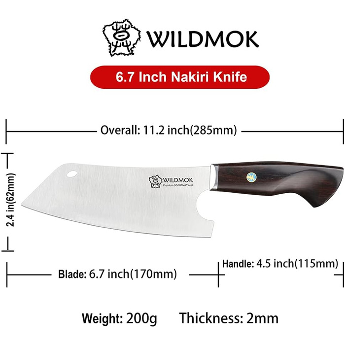 Нож-топорик из нержавеющей стали 17 см WILDMOK