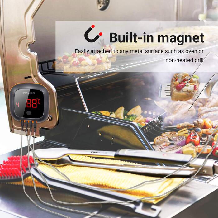 Магнитный термометр для мяса Inkbird Bluetooth IBT-4XS с 4-мя датчиками температуры, 1000 мАч