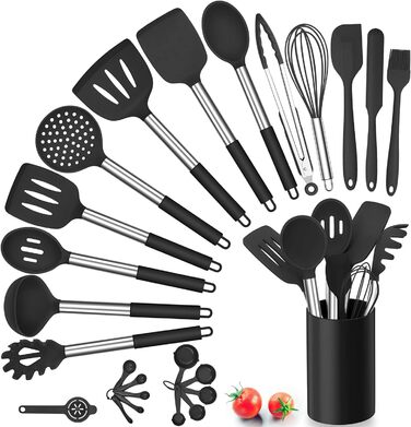 Набор силиконовых кухонных принадлежностей 25 предметов, черный Herogo