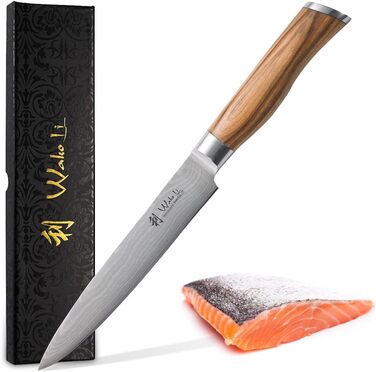 Нож для разделки мяса из даммаской стали с ручкой из оливкового дерева Wakoli