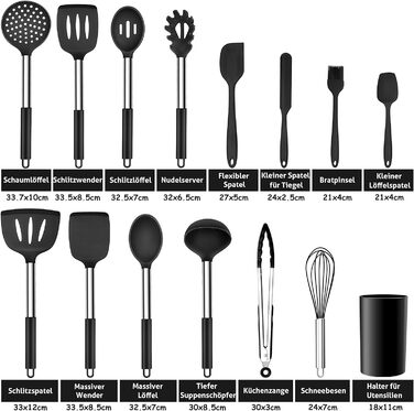 Набор силиконовых кухонных принадлежностей 15 предметов, черный Herogo