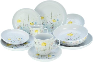 Столовый сервиз фарфоровый на 2 человека 10 предметов Allround Series Meadow Flowers CreaTable