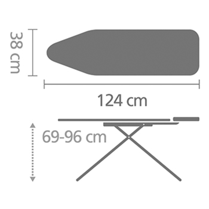 Доска с подставкой для парового утюга 124 x 38 см (B) Ice Water Brabantia
