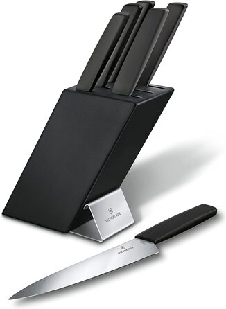 Набор Victorinox Swiss Modern 6 ножей из нержавеющей стали, с подставкой из черного бука