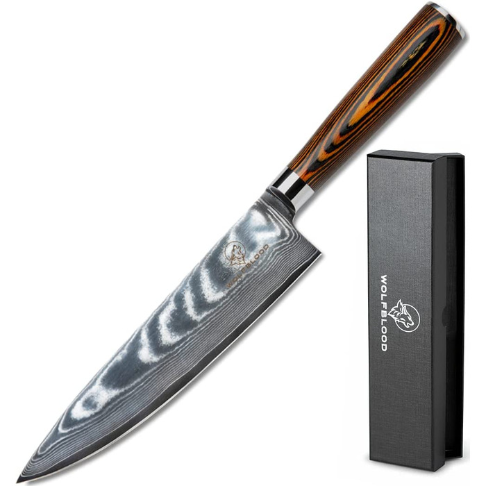 Поварской нож Wolfblood XL из 67 слоев дамасской стали, 32 см