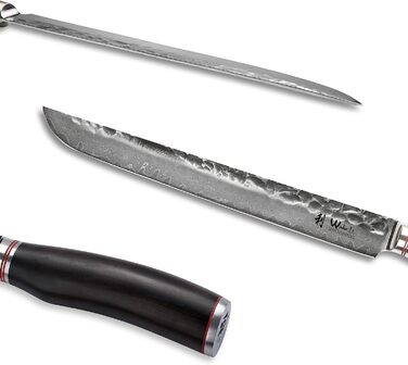Профессиональный поварской нож из настоящей дамасской стали с рукояткой из дерева пакка 27,5см Wakoli Hamokiri
