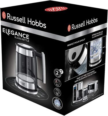 Цифровая кофемашина на 10 чашек, стеклянный кувшин 1,25 л, 1600 Вт и чайник 1,7 л Russell Hobbs Elegance
