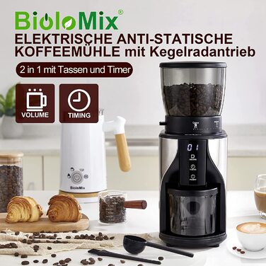 Кофемолка Biolomix / 300 Вт / 32 настройки помола / 270 г / нержавеющая сталь