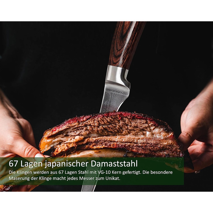 Профессиональный нож для филе из дамасской стали с ручкой из дерева пакка 14,50 см Wakoli