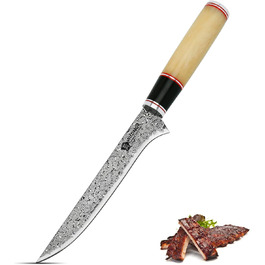 Нож для филе из дамасской стали 16.3 см, рукоять из кости WILDMOK 