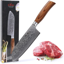 Дамасский китайский поварской нож с рукояткой из дерева пакка 17,50 см Wakoli EDIB Pro 