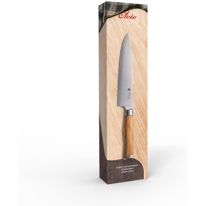 Высококачественный профессиональный нож с ручкой из оливкового дерева с дамасским лезвием Wakoli