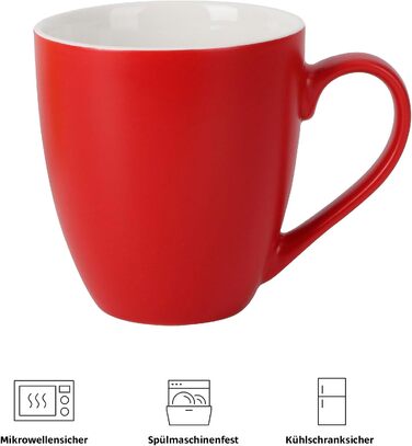 Набор чашек для кофе 350 мл, 6 предметов, красные Le Papillon Collection MIAMIO